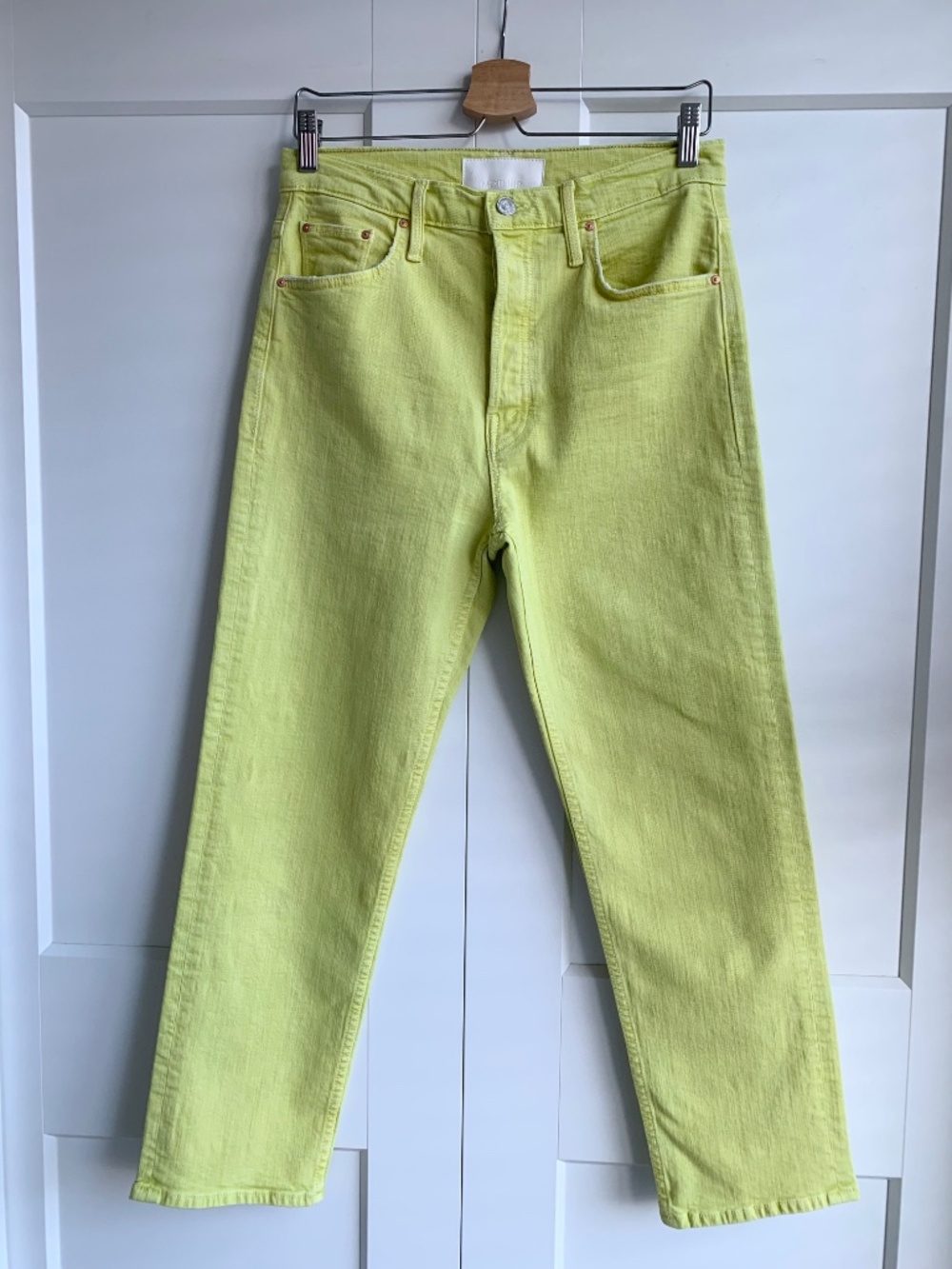 Mother‎ Superior Tomcat Jeans Womens 29 Citron Lime Green Devil